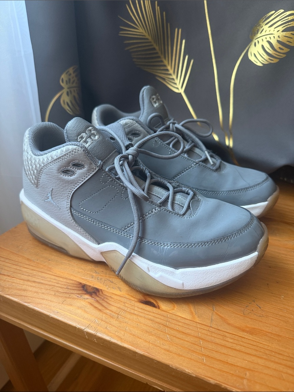 Jordan Max Aura 3 in Wolf Grey, and White Big Kids 7Y
